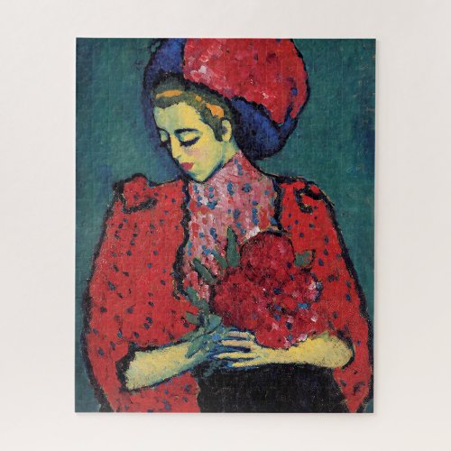YOUNG GIRL WITH PEONIES FINE ART BY JAWLENSKY JIGSAW PUZZLE