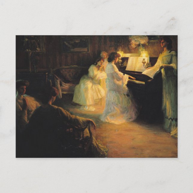 Young Girls at a Piano, 1906 Postcard (Front)