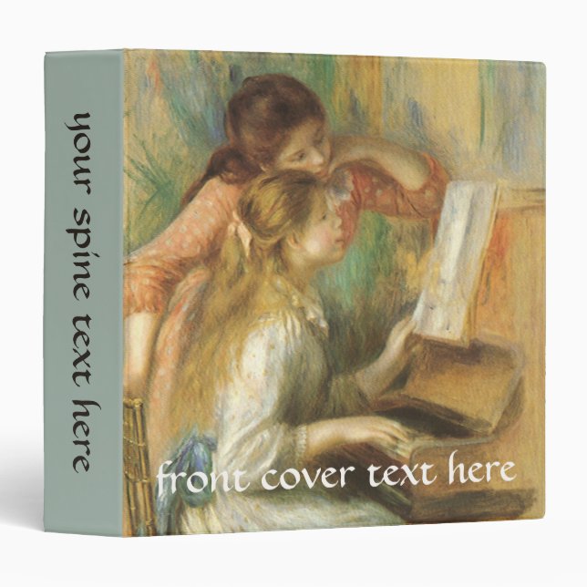 Young Girls at Piano by Pierre Renoir 3 Ring Binder (Front/Spine)