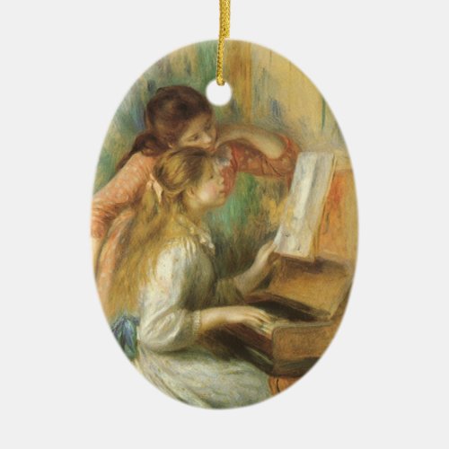 Young Girls at Piano by Pierre Renoir Ceramic Ornament