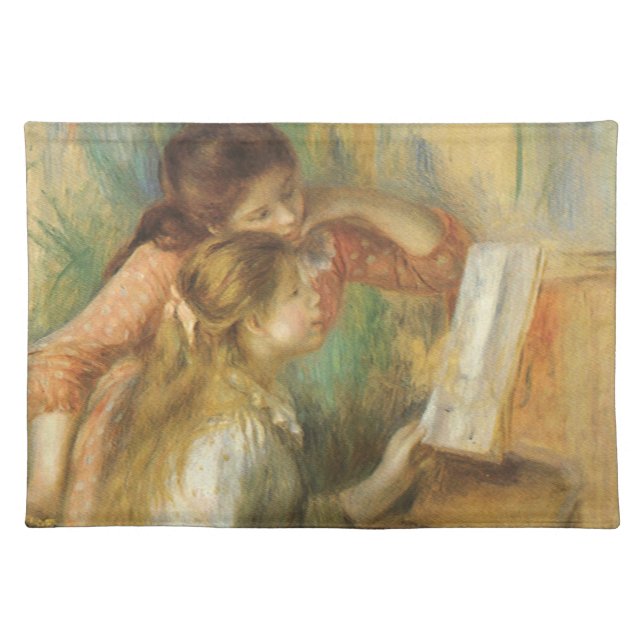Young Girls at Piano by Pierre Renoir Cloth Placemat (Front)