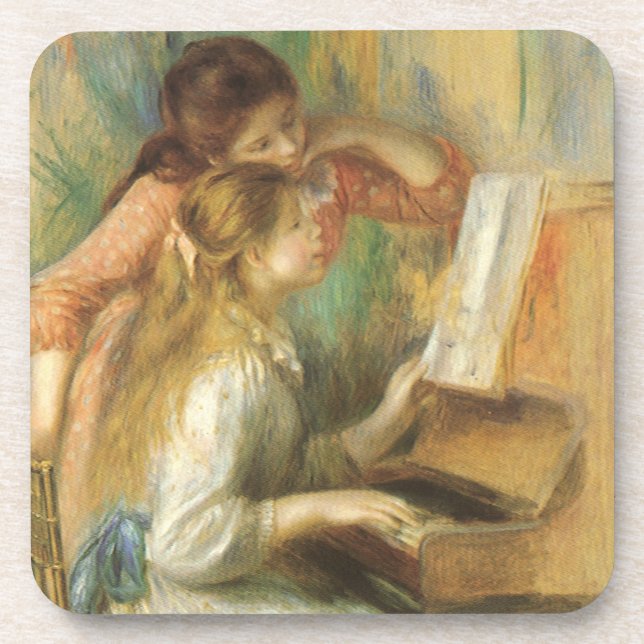 Young Girls at Piano by Pierre Renoir Drink Coaster (Front)