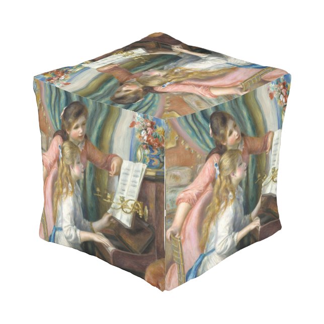 Young Girls at Piano - Pierre Renoir Outdoor Pouf (Angled Back)