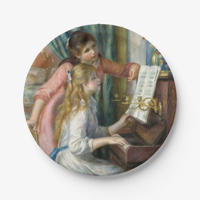 Young Girls at Piano - Pierre Renoir Paper Plates (Front)