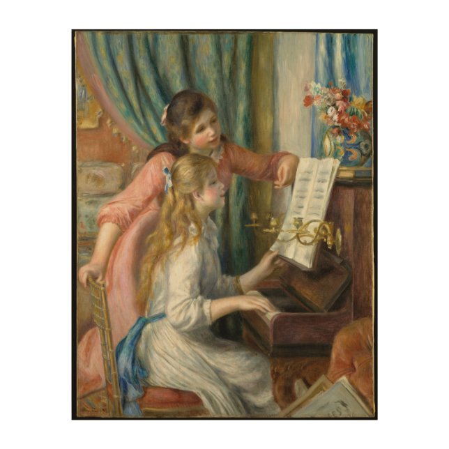 Young Girls at Piano - Pierre Renoir Wood Wall Art (Front)
