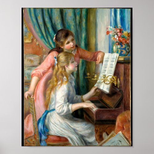 Young girls at the piano by Pierre_Auguste Renoir Poster