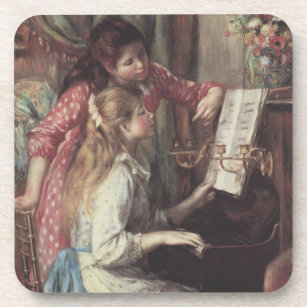 Young Girls at the Piano by Pierre Renoir Beverage Coaster