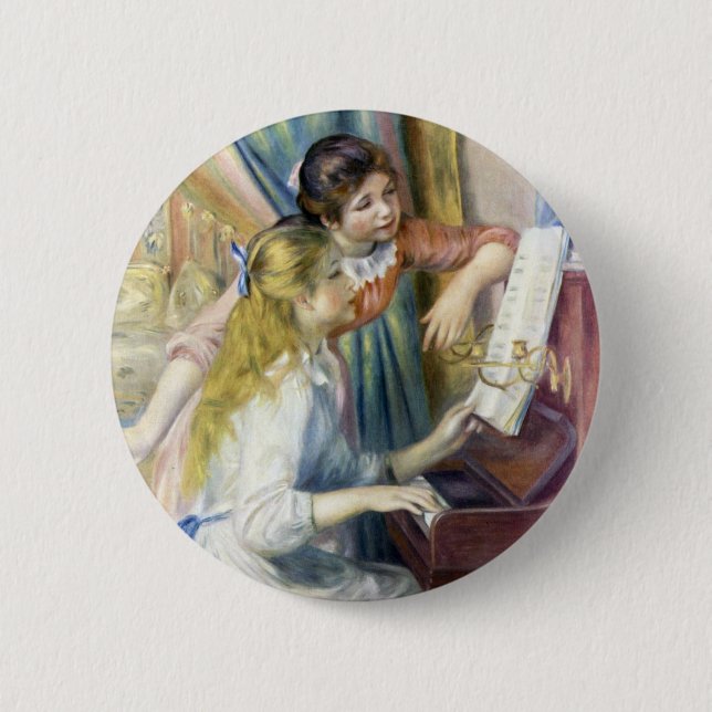 Young Girls at the Piano by Pierre Renoir Button (Front)