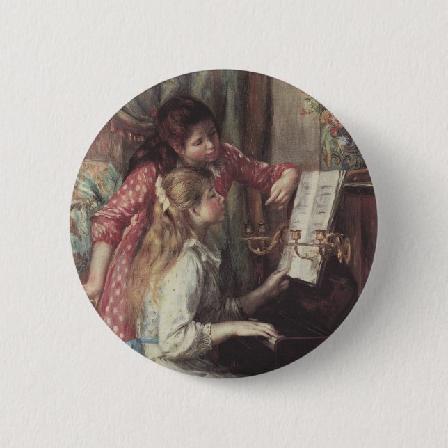 Young Girls at the Piano by Pierre Renoir Button (Front)