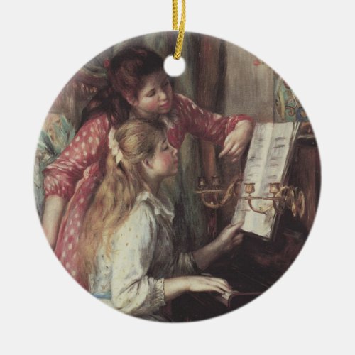 Young Girls at the Piano by Pierre Renoir Ceramic Ornament