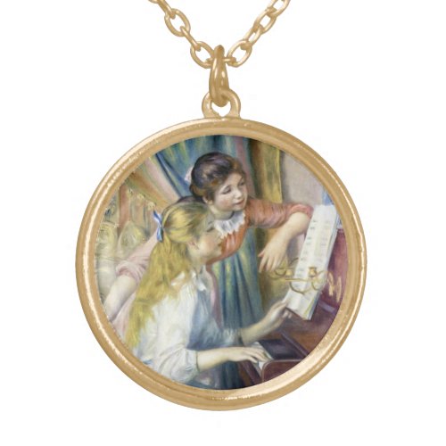 Young Girls at the Piano by Pierre Renoir Gold Plated Necklace