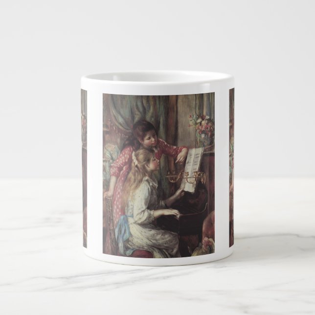 Young Girls at the Piano by Pierre Renoir Large Coffee Mug (Front)
