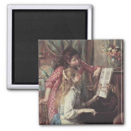 Young Girls at the Piano by Pierre Renoir Magnet