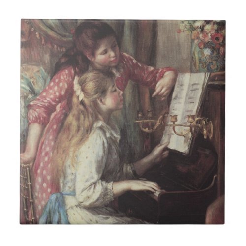 Young Girls at the Piano by Pierre Renoir Tile