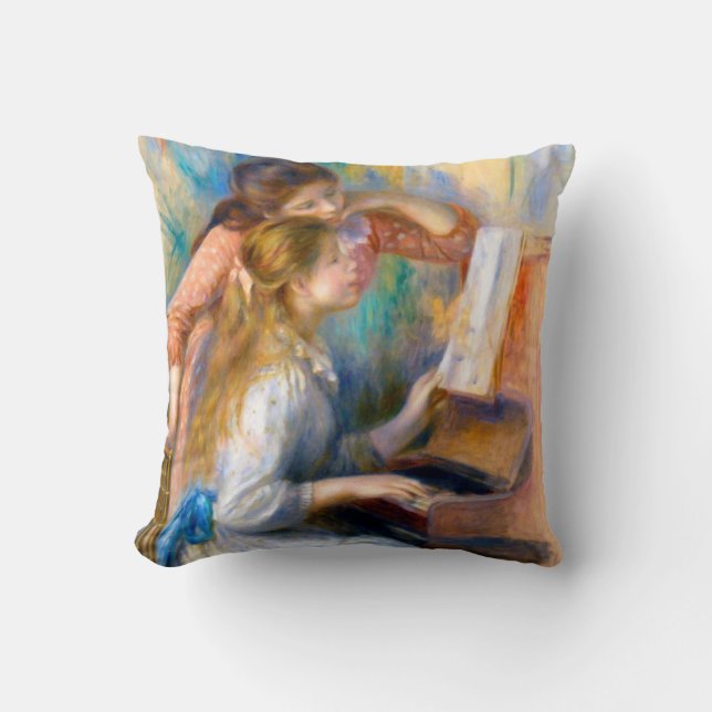 Young Girls at the Piano, Renoir Throw Pillow (Front)