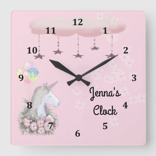 Young Girls Wall Clock with Unicorn