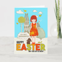 Young Goddaughter on Easter Redhead with Freckles Card