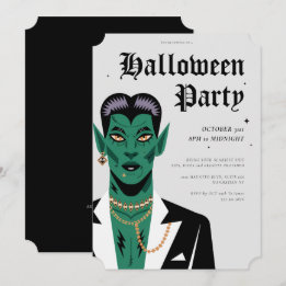 Young Goth Frankenstein Halloween Party Invitation