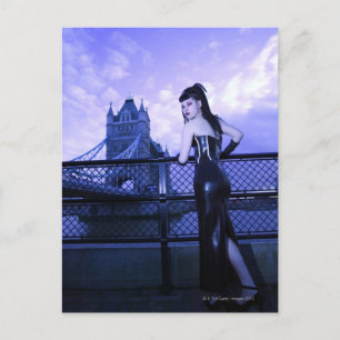 Young Goth woman at Tower Bridge, London Postcard