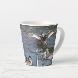 Young Grebe Birds Design Latte Mug