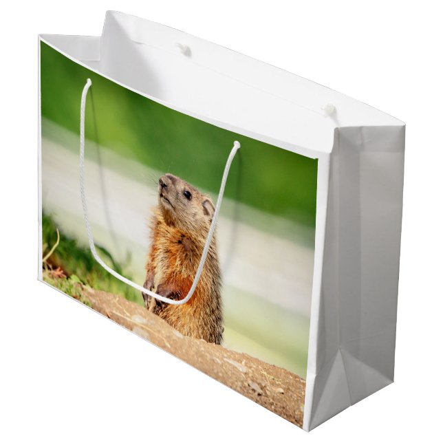 Young Groundhog Large Gift Bag (Front Angled)