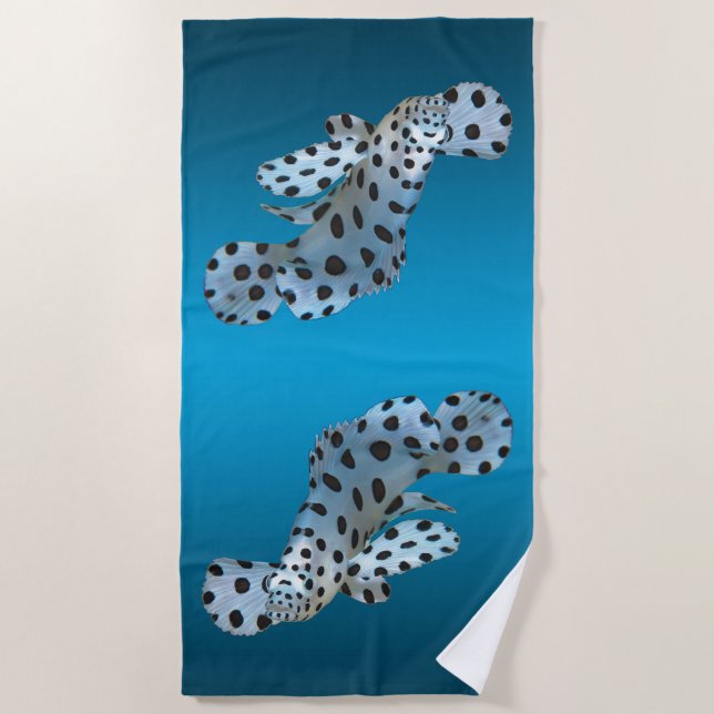 Young Grouper - Gradient blue background |  Beach Towel (Front)