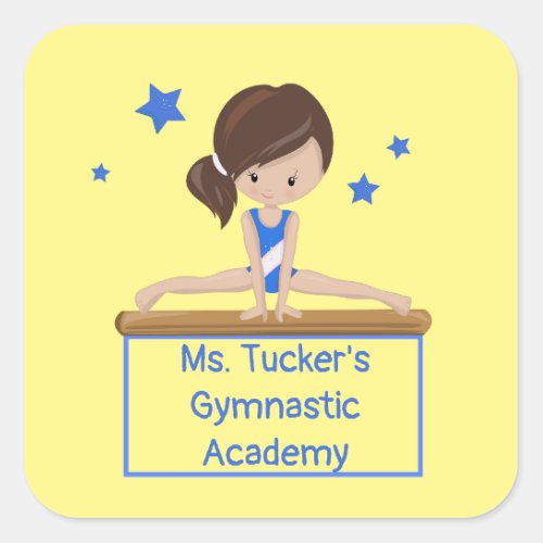 Young Gymnast Academy School Class Custom Square  Square Sticker