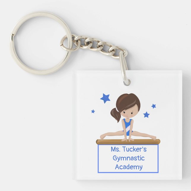Young Gymnast Academy School Class Custom Text   Keychain (Front)