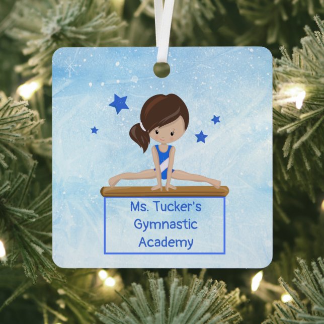 Young Gymnast Academy School Class Custom Text Metal Ornament (Insitu)
