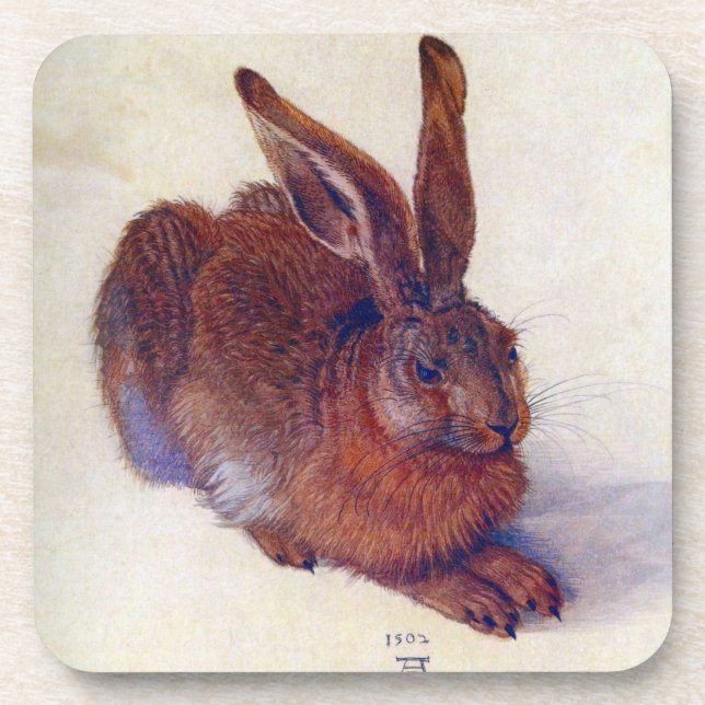 Young Hare by Albrecht Durer, Renaissance Fine Art Drink Coaster (Front)