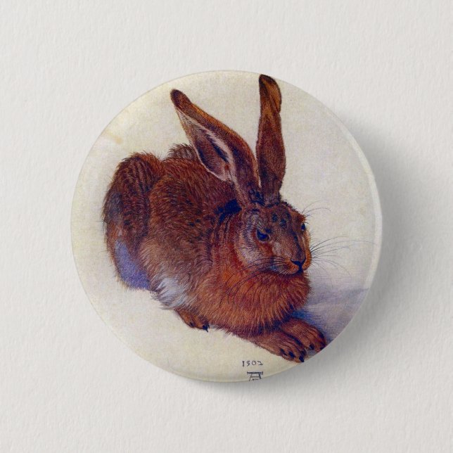 Young Hare by Albrecht Durer, Renaissance Fine Art Pinback Button (Front)