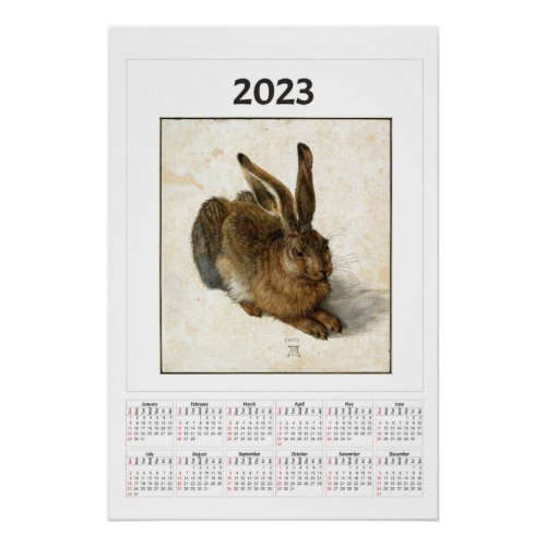 Young Hare Calendar for 2023 Albrecht Drer  Poster
