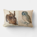 Young Hare (rabbit ) And  Owl Lumbar Pillow at Zazzle