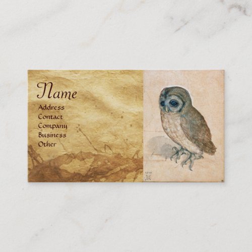 Young Hare Rabbit  and  Owl  Monogram Business Card
