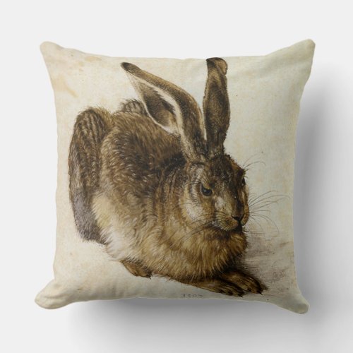 Young Hare Reversed by Albrecht Drer Throw Pillow
