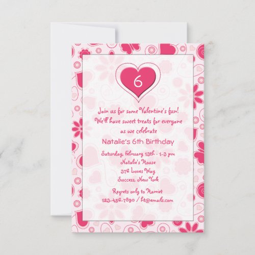 Young Heart Birthday Valentines Party Invitation