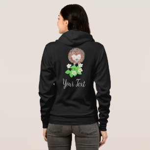 Young Hedgehog & Strawberry Flowers Personalized Hoodie