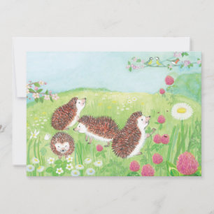 Young Hedgehogs in the Meadow Invitation