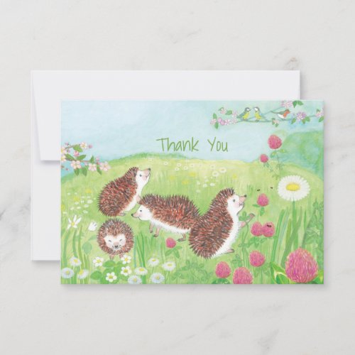 Young Hedgehogs in the Meadow Thank You Card