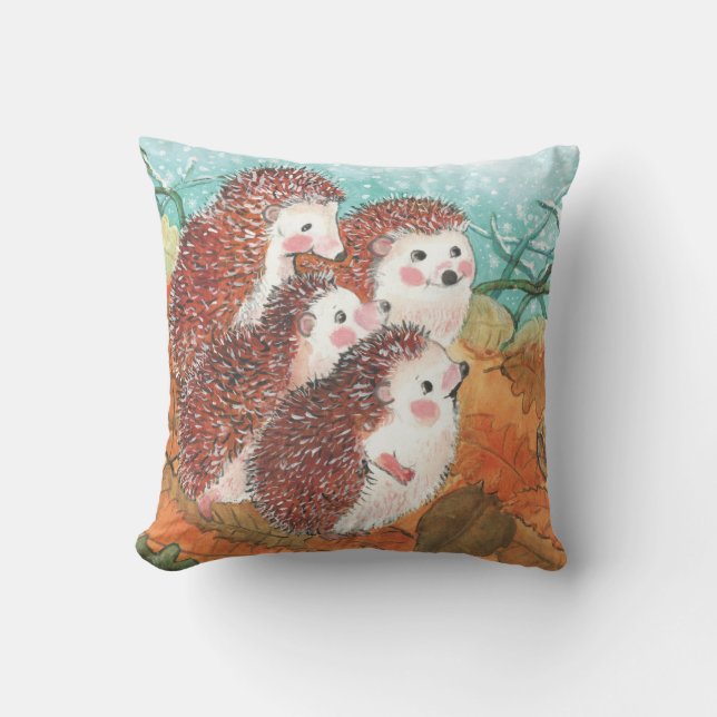 Young Hedgehogs  Throw Pillow (Front)