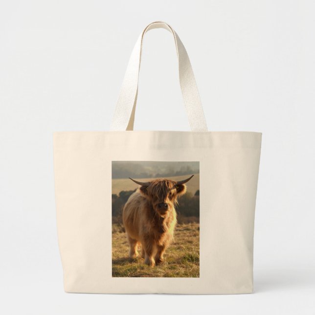 Young Highland Cow Large Tote Bag (Front)