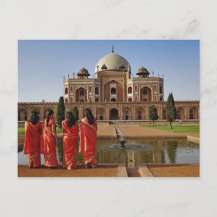 Young Indian ladies and Humayun's Tomb, Delhi, Postcard