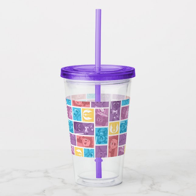 Young Jedi Adventures Color Block Pattern Acrylic Tumbler (Front)