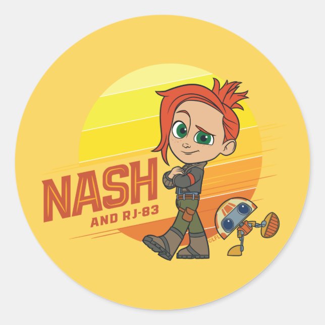 Young Jedi Adventures Nash & RJ-83 Classic Round Sticker (Front)