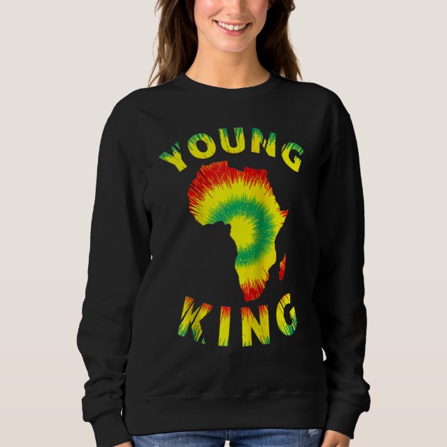 Young King Africa  Map Kente Cloth Men Women Sweatshirt (Front)