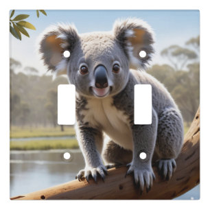 Young Koala by a Lake Light Switch Cover