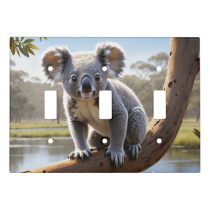 Young Koala by a Lake Light Switch Cover