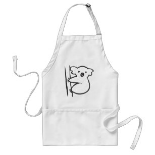 Young Koala in a Tree in Black and White Sketch Adult Apron
