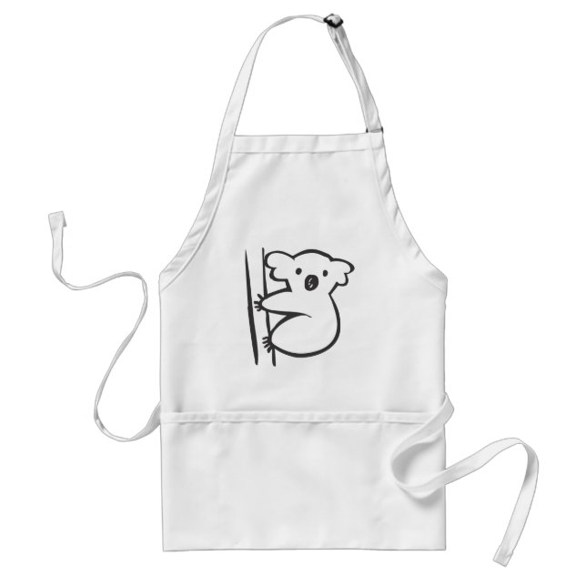 Young Koala in a Tree in Black and White Sketch Adult Apron (Front)