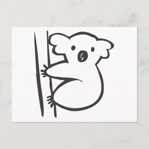 Young Koala in a Tree in Black and White Sketch Postcard